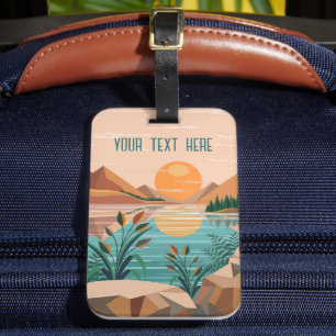 Peaceful Mountain Lake Sunset Landscape Luggage Tag