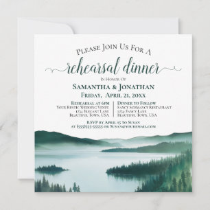 Peaceful Mountain Lake Wedding Rehearsal & Dinner Invitation