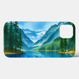 Peaceful Mountain Lake with Tall Trees iPhone 13 Case
