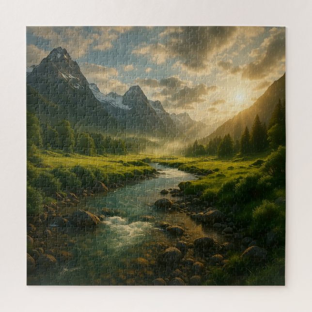 Peaceful Mountain River Landscape Jigsaw Puzzle  (Vertical)