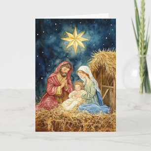 Peaceful Nativity with Christmas Star Card