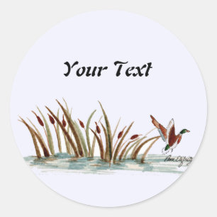 Peaceful Nature Mallard Duck Scene 2 Classic Round Sticker