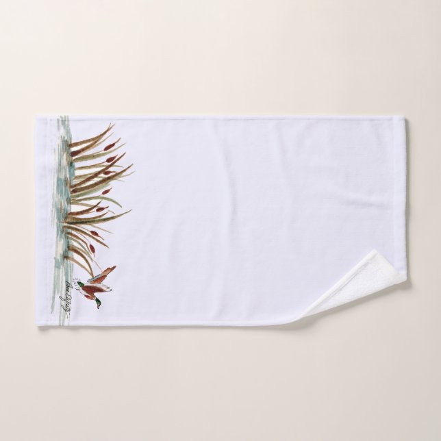 Peaceful Nature Mallard Duck Scene  Hand Towel (Hand Towel)