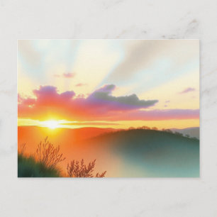 Peaceful Nature Sunset Landscape Postcard
