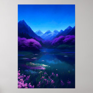 Peaceful Night in the Mountains Poster