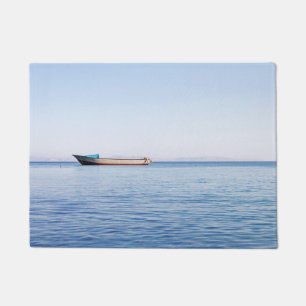 Peaceful Ocean & Solitary Boat Fine Art Photo Doormat