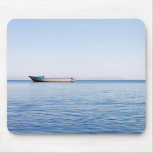 Peaceful Ocean & Solitary Boat Fine Art Photo Mouse Pad