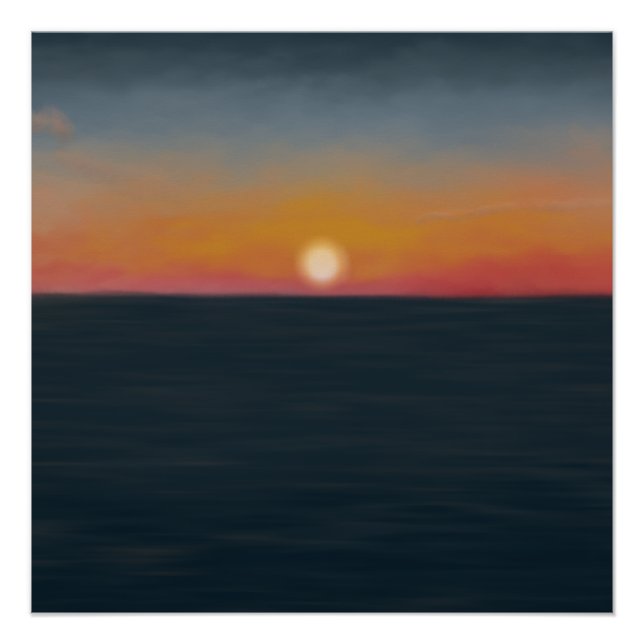 Peaceful Ocean Sunset Painting Poster (Front)