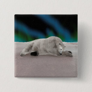 Peaceful Polar Bear Arctic Nature Illustration 15 Cm Square Badge