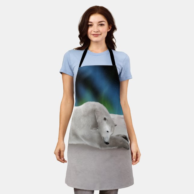 Peaceful Polar Bear Arctic Nature Illustration Apron (Worn)