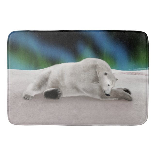 Peaceful Polar Bear Arctic Nature Illustration Bath Mat (Front)