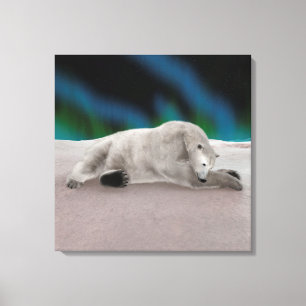 Peaceful Polar Bear Arctic Nature Illustration Canvas Print