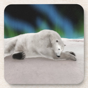 Peaceful Polar Bear Arctic Nature Illustration Coaster
