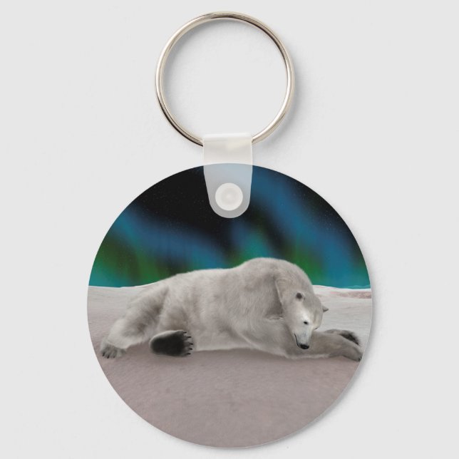 Peaceful Polar Bear Arctic Nature Illustration Key Ring (Front)