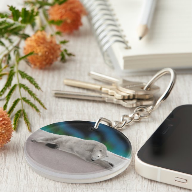 Peaceful Polar Bear Arctic Nature Illustration Key Ring (Front Right)