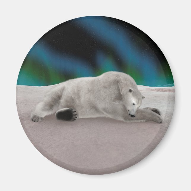 Peaceful Polar Bear Arctic Nature Illustration Magnet (Front)