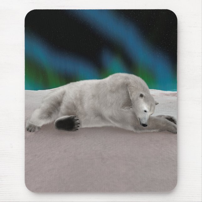 Peaceful Polar Bear Arctic Nature Illustration Mouse Pad (Front)