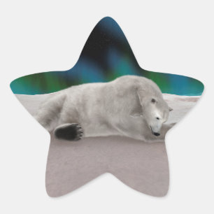 Peaceful Polar Bear Arctic Nature Illustration Star Sticker