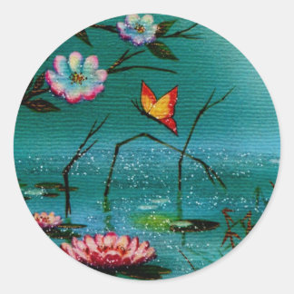 Peaceful Pond Classic Round Sticker