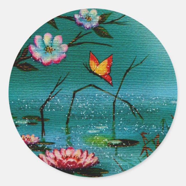 Peaceful Pond Classic Round Sticker (Front)