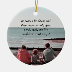 Peaceful Rest - Psalm 4:8 Inspirational Design Ceramic Tree Decoration