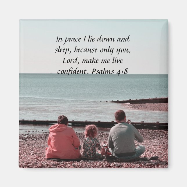 Peaceful Rest - Psalm 4:8 Inspirational Design Magnet (Front)