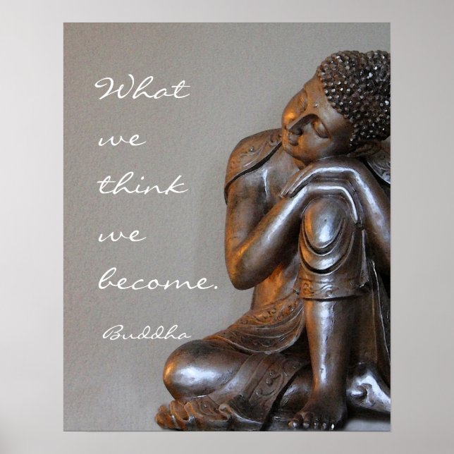 Peaceful resting silver Buddha words of wisdom Poster (Front)