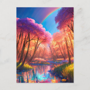 Peaceful River of a Beautiful Forest Postcard