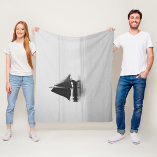 Peaceful sailing boat black and white photo fleece blanket