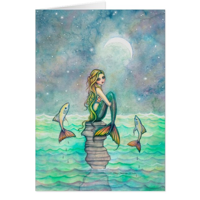 Peaceful Sea Mermaid and Fish Fantasy Art (Front)