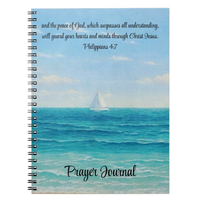 Peaceful Sea Sailboat Sailing Bible Verse Journal (Front)
