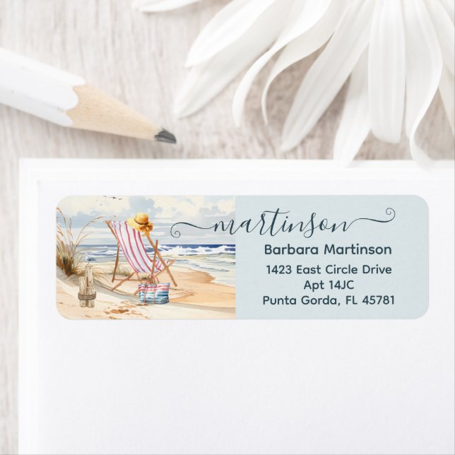 Peaceful Seascape Beach Ocean Return Address  (Insitu)