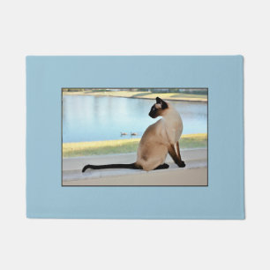Peaceful Siamese Cat Painting Doormat
