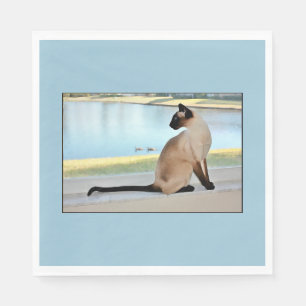 Peaceful Siamese Cat Painting Napkin