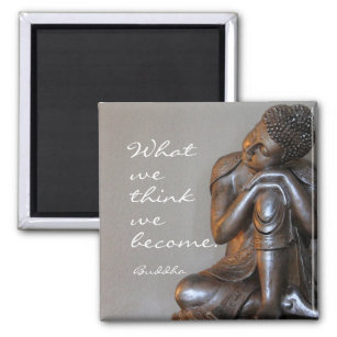 Peaceful silver Buddha with inspirational quote Magnet