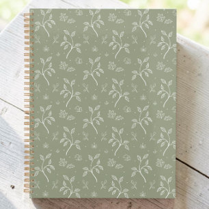 Peaceful Simple Leaves in Olive Green Planner