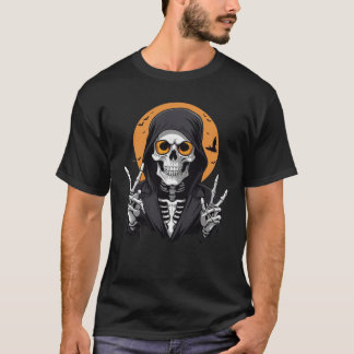 Peaceful Skeleton Halloween Vibes T-Shirt