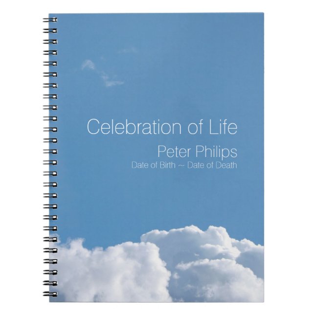 Peaceful Sky 1 Funeral Memorial Guest Book N (Front)