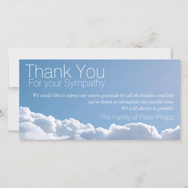 Peaceful Sky 2 Sympathy Thank You Photo Card (Front)