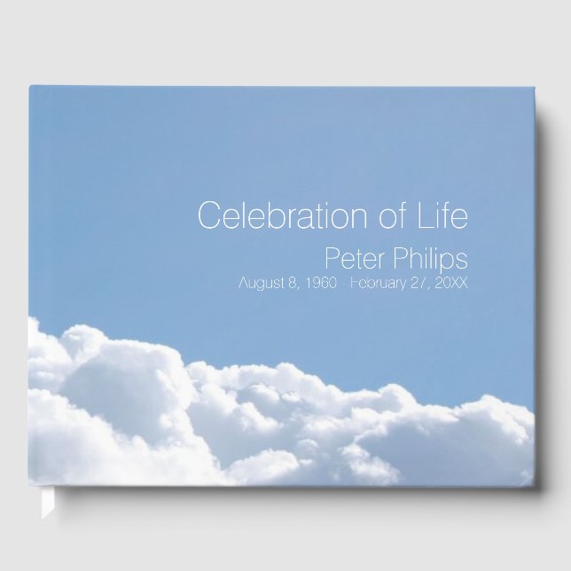 Peaceful Sky Funeral Memorial Guest Book (Front)