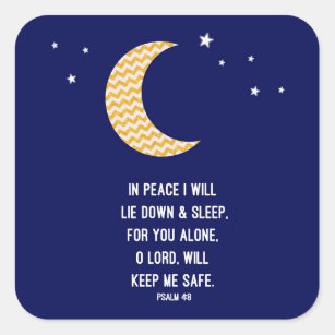 Peaceful Sleep, Moon, Navy Background Verse Square Sticker