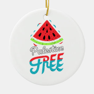 Peaceful Slices Watermelon Free Palestine - Suppor Ceramic Tree Decoration