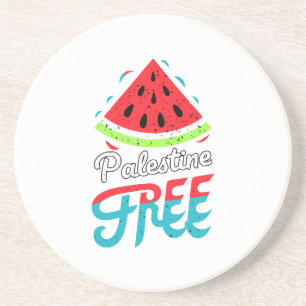 Peaceful Slices Watermelon Free Palestine - Suppor Coaster