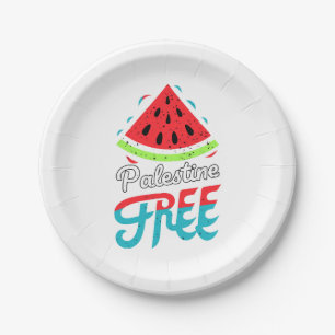 Peaceful Slices Watermelon Free Palestine - Suppor Paper Plate