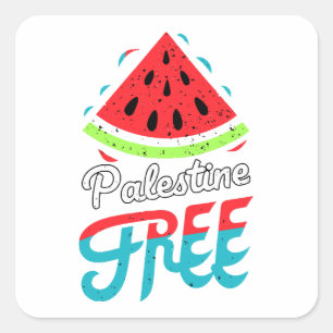 Peaceful Slices Watermelon Free Palestine - Suppor Square Sticker