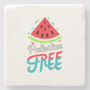 Peaceful Slices Watermelon Free Palestine - Suppor Stone Coaster