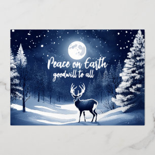 Peaceful Snow Winter Forest Full Moon and Buck