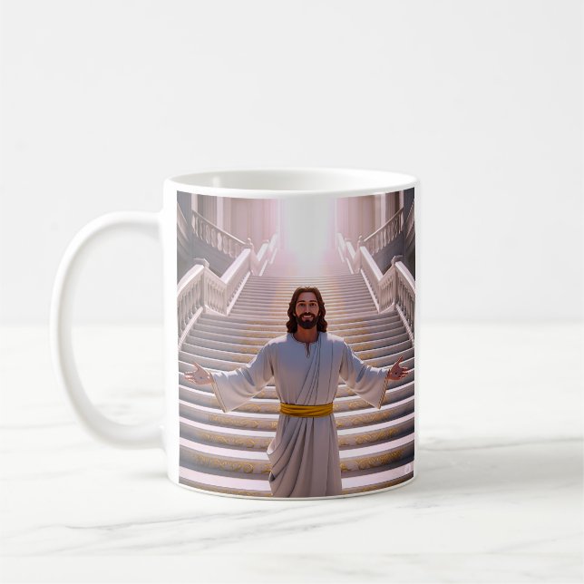 Peaceful Stairway Jesus Coffee Mug (Left)