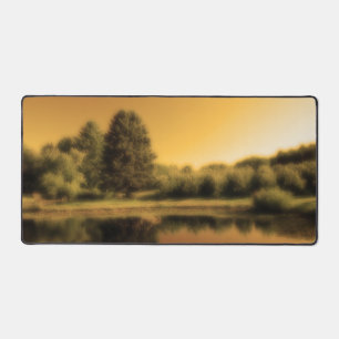 Peaceful Summer Lake Sunset Sky Photo Desk Mat