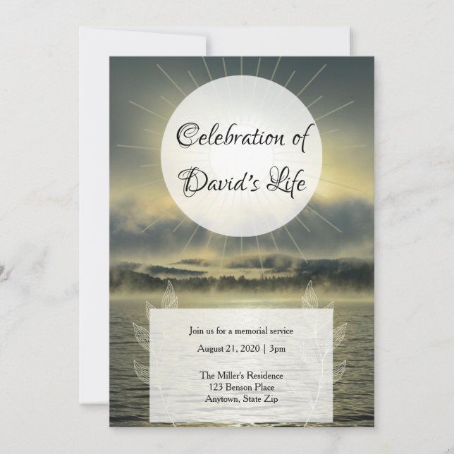 Peaceful Sunrise Memorial Celebration or Religious Invitation (Front)
